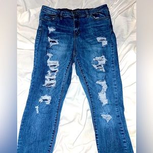 Rue 21 Medium Wash High Rise Ripped Jeans